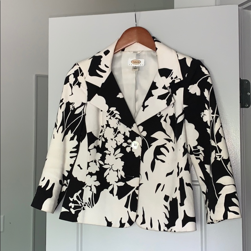 B/W floral print Talbots blazer